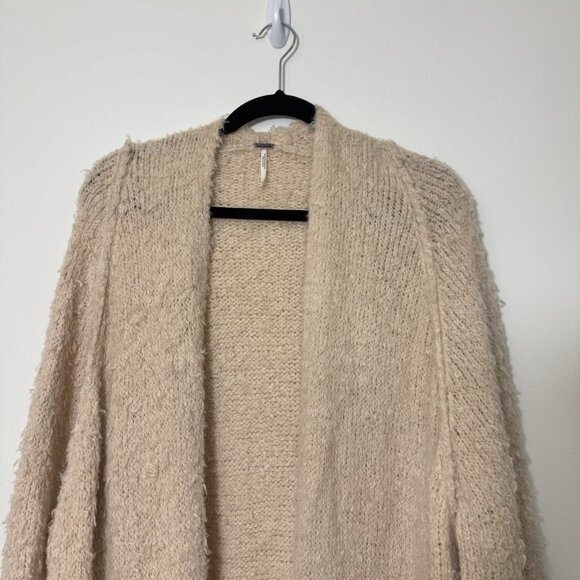 Free People Women’s Chunky Knit Duster Cardigan  Size L Wool Blend Open Front - Picture 3 of 10